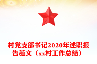 村党支部书记2020年述职报告范文（xx村工作总结）