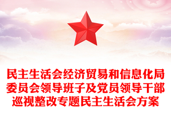 民主生活会经济贸易和信息化局委员会领导班子及党员领导干部巡视整改专题民主生活会方案