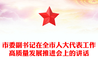 市委副书记在全市人大代表工作高质量发展推进会上的讲话