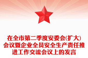在全市第二季度安委会(扩大)会议暨企业全员安全生产责任推进工作交流会议上的发言
