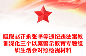 吸取赵正永张坚等违纪违法案教训深化三个以案警示教育专题组织生活会对照检视材料