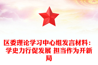 区委理论学习中心组发言材料：学史力行促发展 担当作为开新局