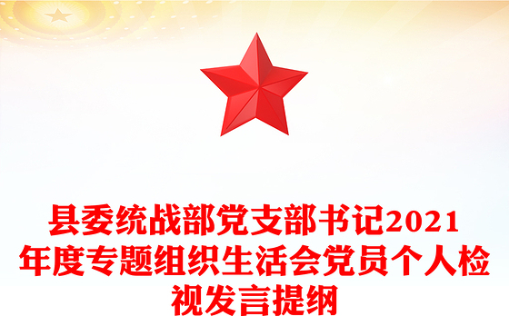 县委统战部党支部书记2021年度专题组织生活会党员个人检视发言提纲