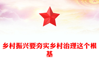 乡村振兴要夯实乡村治理这个根基