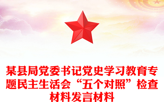 某县局党委书记党史学习教育专题民主生活会“五个对照”检查材料发言材料