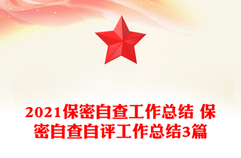 2021保密自查工作总结 保密自查自评工作总结3篇