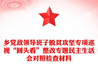 乡党政领导班子脱贫攻坚专项巡视“回头看”整改专题民主生活会对照检查材料
