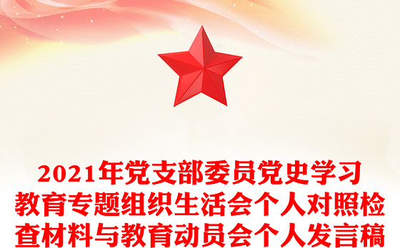 2021年党支部委员党史学习教育专题组织生活会个人对照检查材料与教育动员会个人发言稿