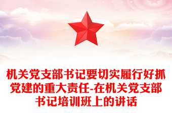 机关党支部书记要切实履行好抓党建的重大责任-在机关党支部书记培训班上的讲话