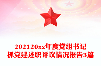 202120xx年度党组书记抓党建述职评议情况报告3篇