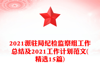 2021派驻局纪检监察组工作总结及2021工作计划范文(精选15篇)