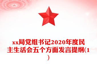 xx局党组书记2020年度民主生活会五个方面发言提纲(1)