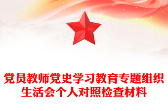 党员教师党史学习教育专题组织生活会个人对照检查材料