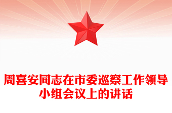 周喜安同志在市委巡察工作领导小组会议上的讲话