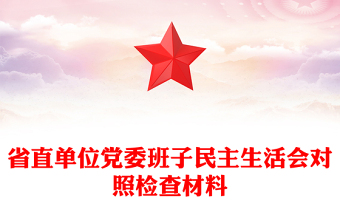 省直单位党委班子民主生活会对照检查材料