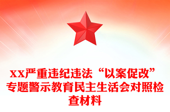 XX严重违纪违法“以案促改”专题警示教育民主生活会对照检查材料