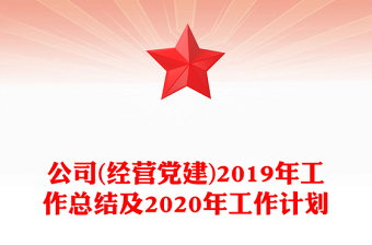 公司(经营党建)2019年工作总结及2020年工作计划