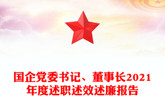 国企党委书记、董事长2021年度述职述效述廉报告