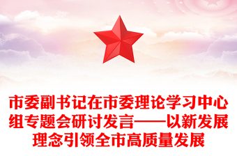 市委副书记在市委理论学习中心组专题会研讨发言——以新发展理念引领全市高质量发展