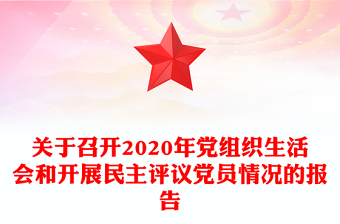 关于召开2020年党组织生活会和开展民主评议党员情况的报告