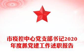 市疫控中心党支部书记2020年度抓党建工作述职报告