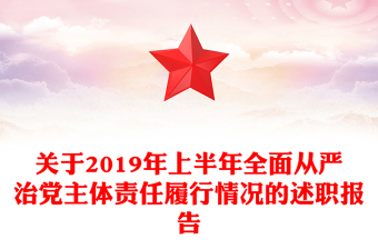 关于2019年上半年全面从严治党主体责任履行情况的述职报告