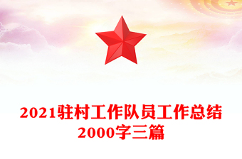 2021驻村工作队员工作总结2000字三篇