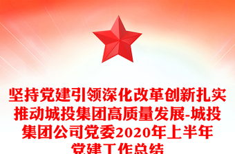 坚持党建引领深化改革创新扎实推动城投集团高质量发展-城投集团公司党委2020年上半年党建工作总结