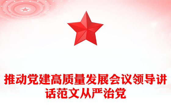 推动党建高质量发展会议领导讲话范文从严治党