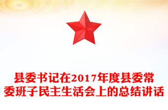 县委书记在2017年度县委常委班子民主生活会上的总结讲话