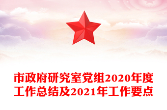 市政府研究室党组2020年度工作总结及2021年工作要点