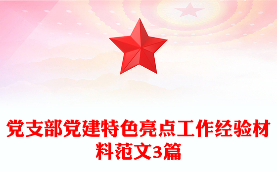 党支部党建特色亮点工作经验材料范文3篇