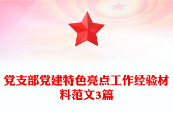 党支部党建特色亮点工作经验材料范文3篇