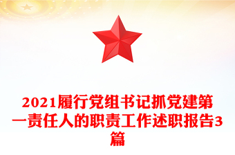 2021履行党组书记抓党建第一责任人的职责工作述职报告3篇