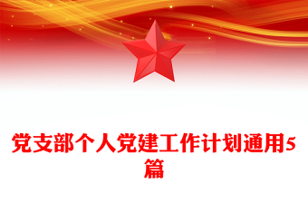 党支部个人党建工作计划通用5篇