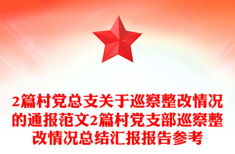 2篇村党总支关于巡察整改情况的通报范文2篇村党支部巡察整改情况总结汇报报告参考