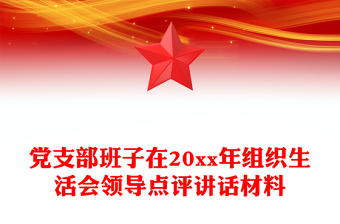 党支部班子在20xx年组织生活会领导点评讲话材料