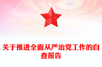 关于推进全面从严治党工作的自查报告