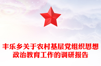 丰乐乡关于农村基层党组织思想政治教育工作的调研报告