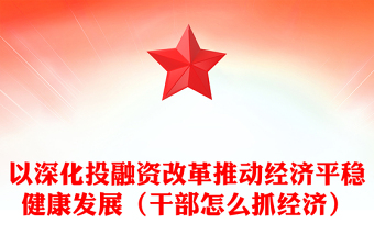 以深化投融资改革推动经济平稳健康发展（干部怎么抓经济）
