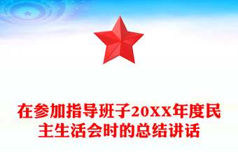 在参加指导班子20XX年度民主生活会时的总结讲话