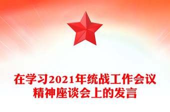 在学习2021年统战工作会议精神座谈会上的发言