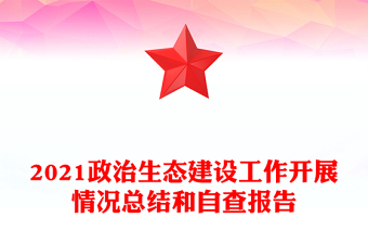 2021政治生态建设工作开展情况总结和自查报告