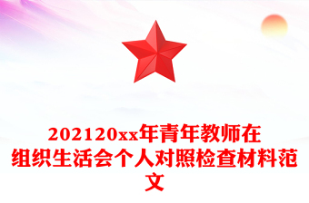 202120xx年青年教师在组织生活会个人对照检查材料范文
