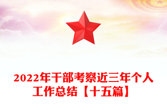 2022年干部考察近三年个人工作总结【十五篇】