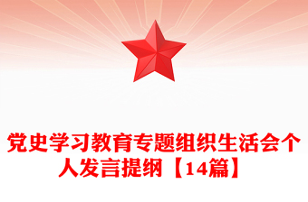 党史学习教育专题组织生活会个人发言提纲【14篇】