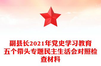 副县长2021年党史学习教育五个带头专题民主生活会对照检查材料
