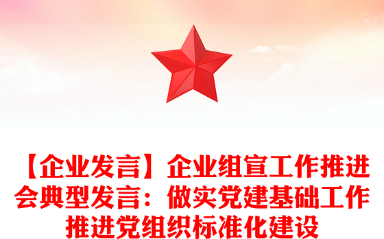【企业发言】企业组宣工作推进会典型发言：做实党建基础工作推进党组织标准化建设