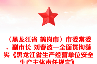 （黑龙江省 鹤岗市）市委常委、副市长 刘春波—全面贯彻落实《黑龙江省生产经营单位安全生产主体责任规定》
