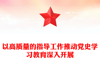 以高质量的指导工作推动党史学习教育深入开展